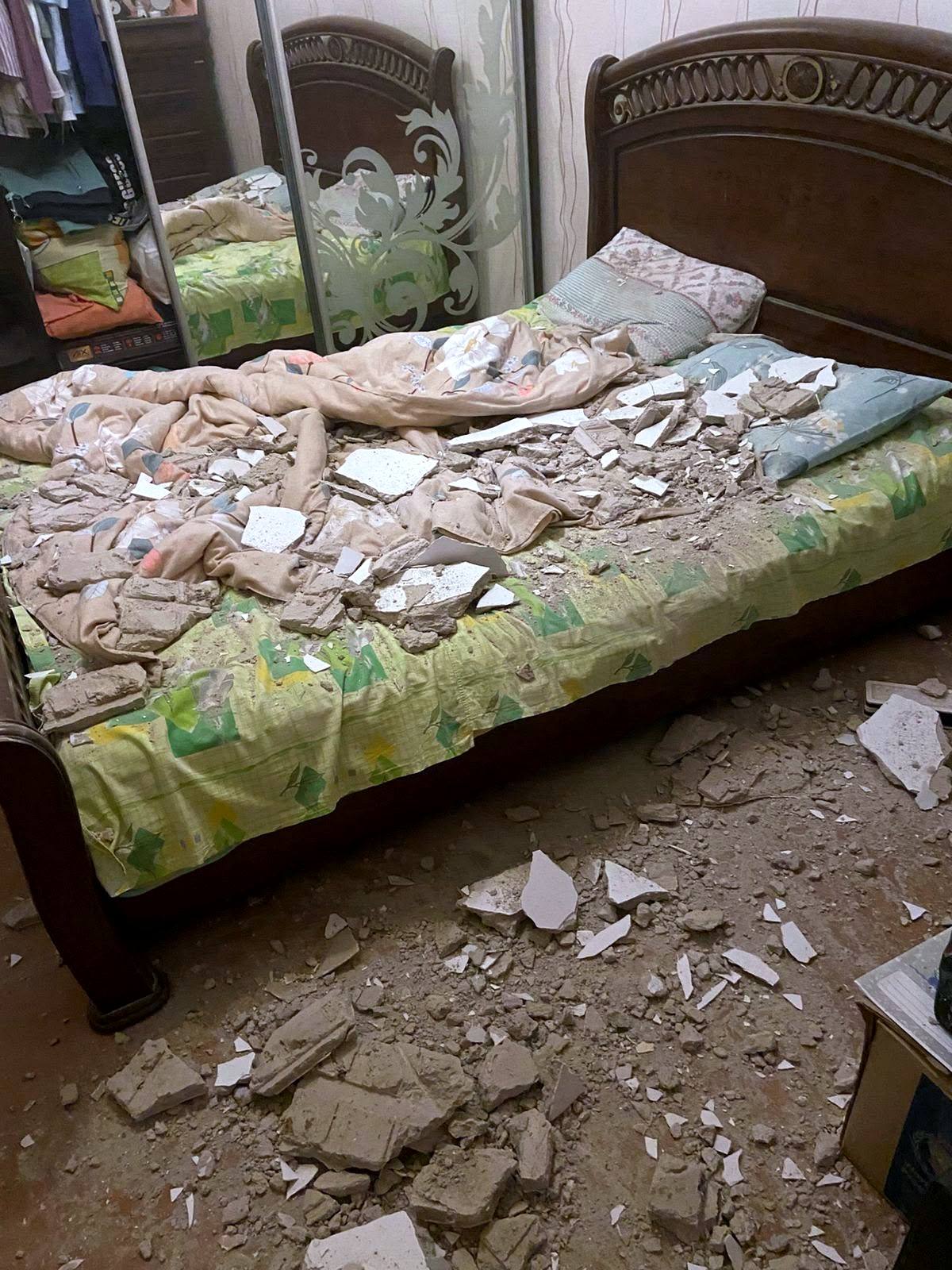 Bedroom ceiling brought down by a leak