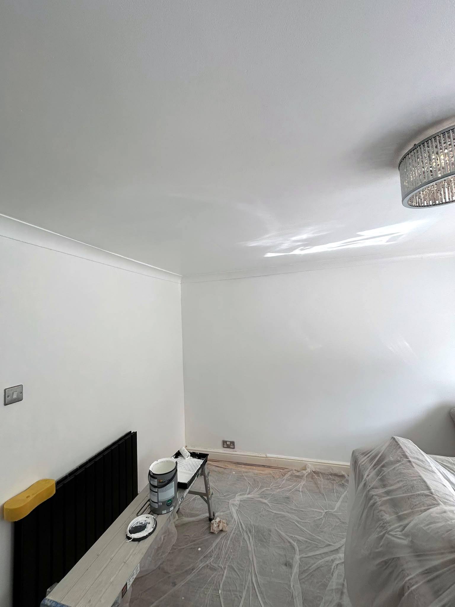 Ceiling and walls finished and painted
