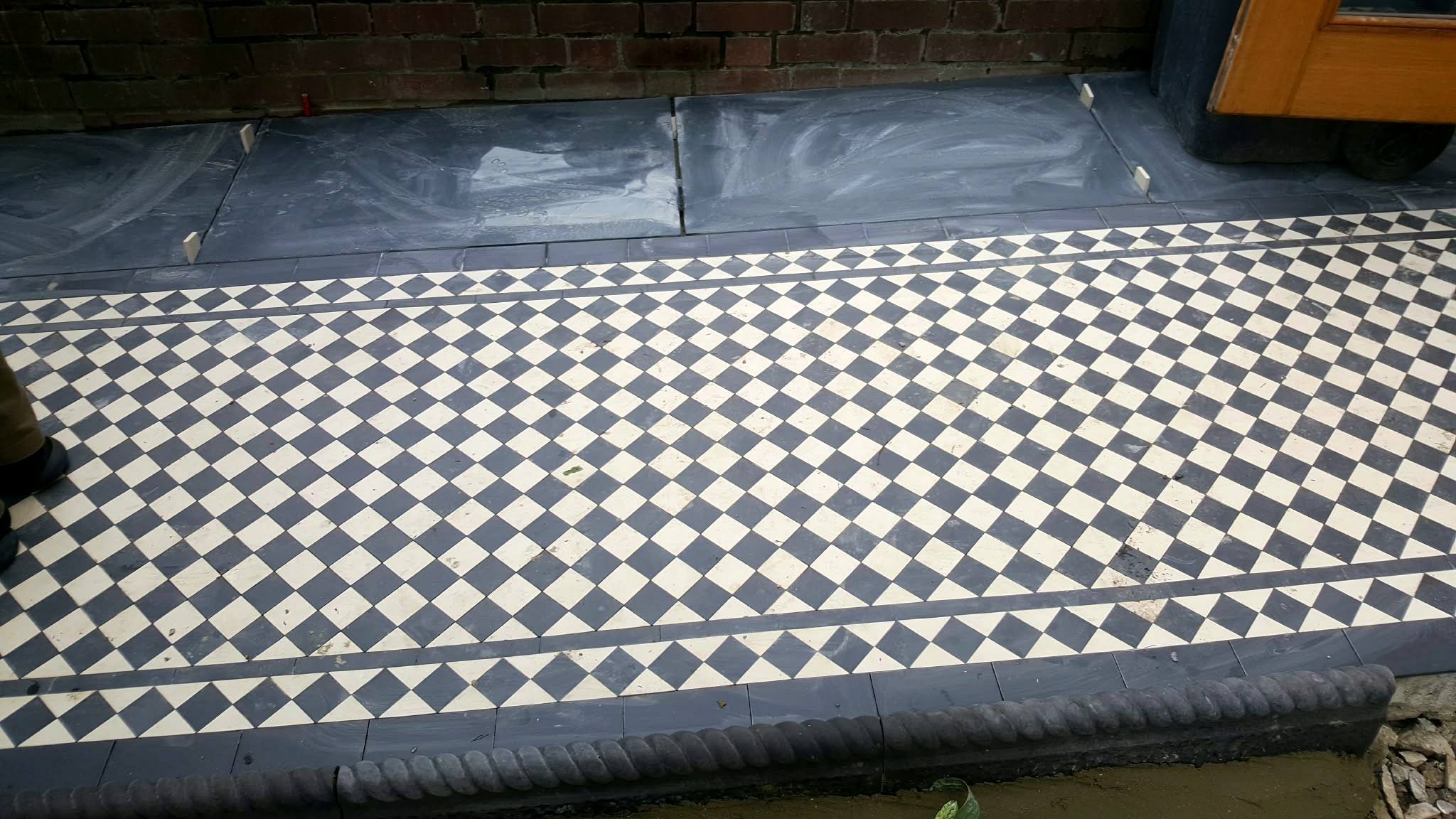 Chequerboard path with a double border